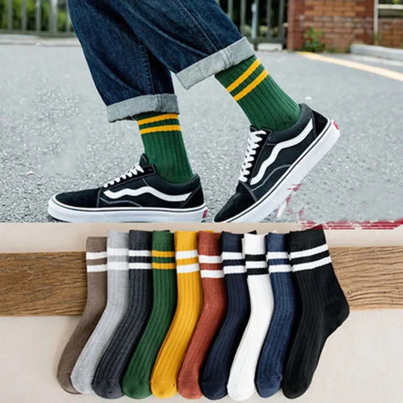 5 Pairs Of Men's Socks  Autumn And Winter Vintage Fun Fashion Athletic Socks Breathable Sports Trend Socks