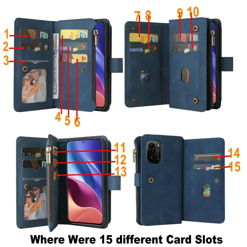 MI 14T Pro Mi14T 14t Pro Luxury 15 Card Slots Holder Skin Leather Case Wallet Book Flip Cover For Xiaomi MI 14T Pro Phone Bags