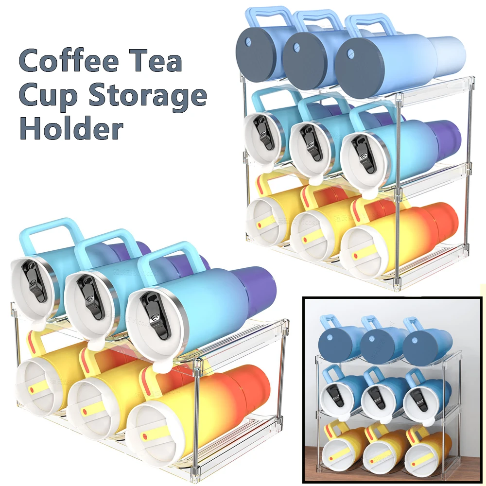 

2/3 Tier Stackable Coffee Tea Cup Storage Holder Kitchen Wine Organizer Mug Cups Stand Multifunctional Folding Storage Rack