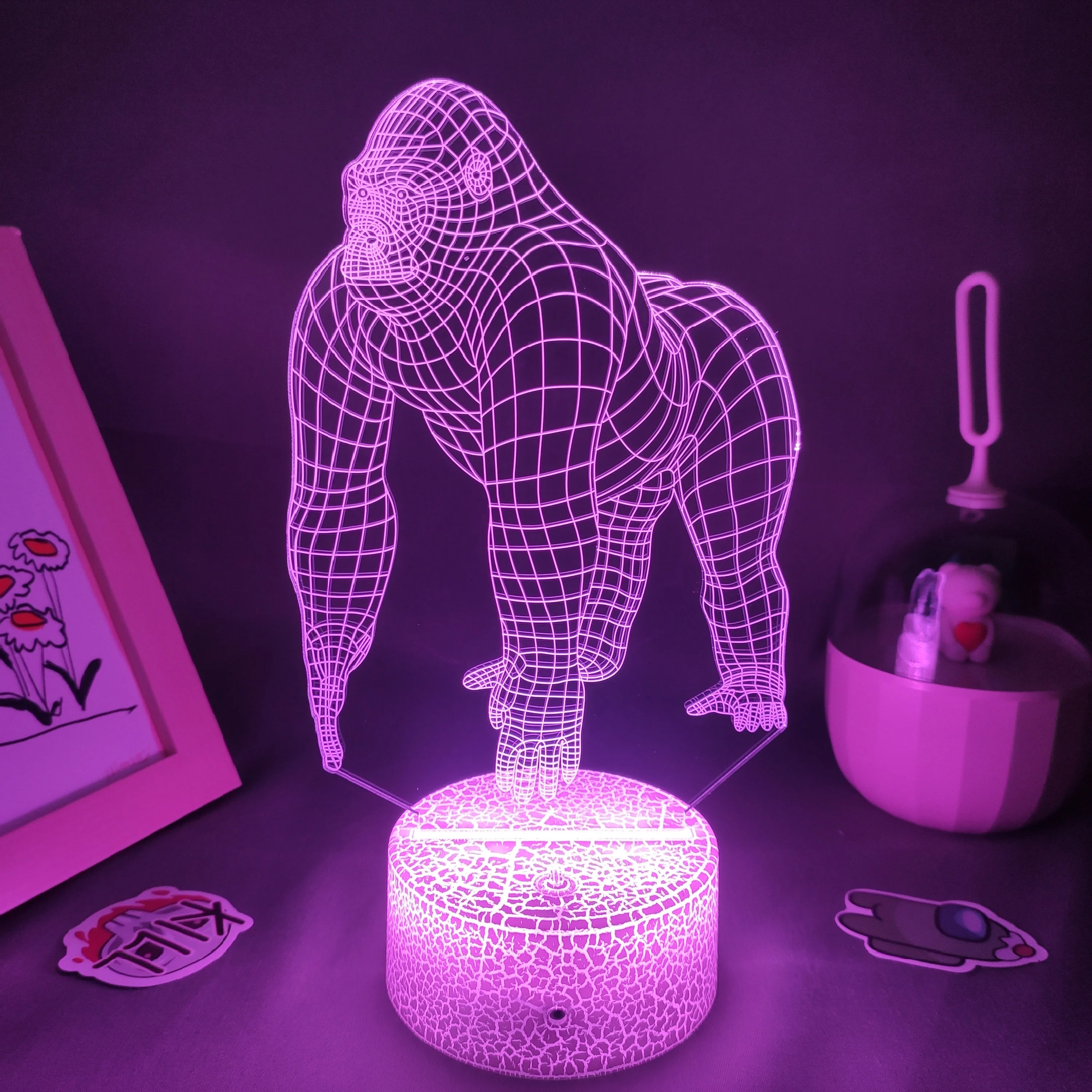 American Movie Titan 3D Lamp RGB Led Night Lights regali di compleanno colorati per gli amici camera da letto comodino Decor Animal Gorilla