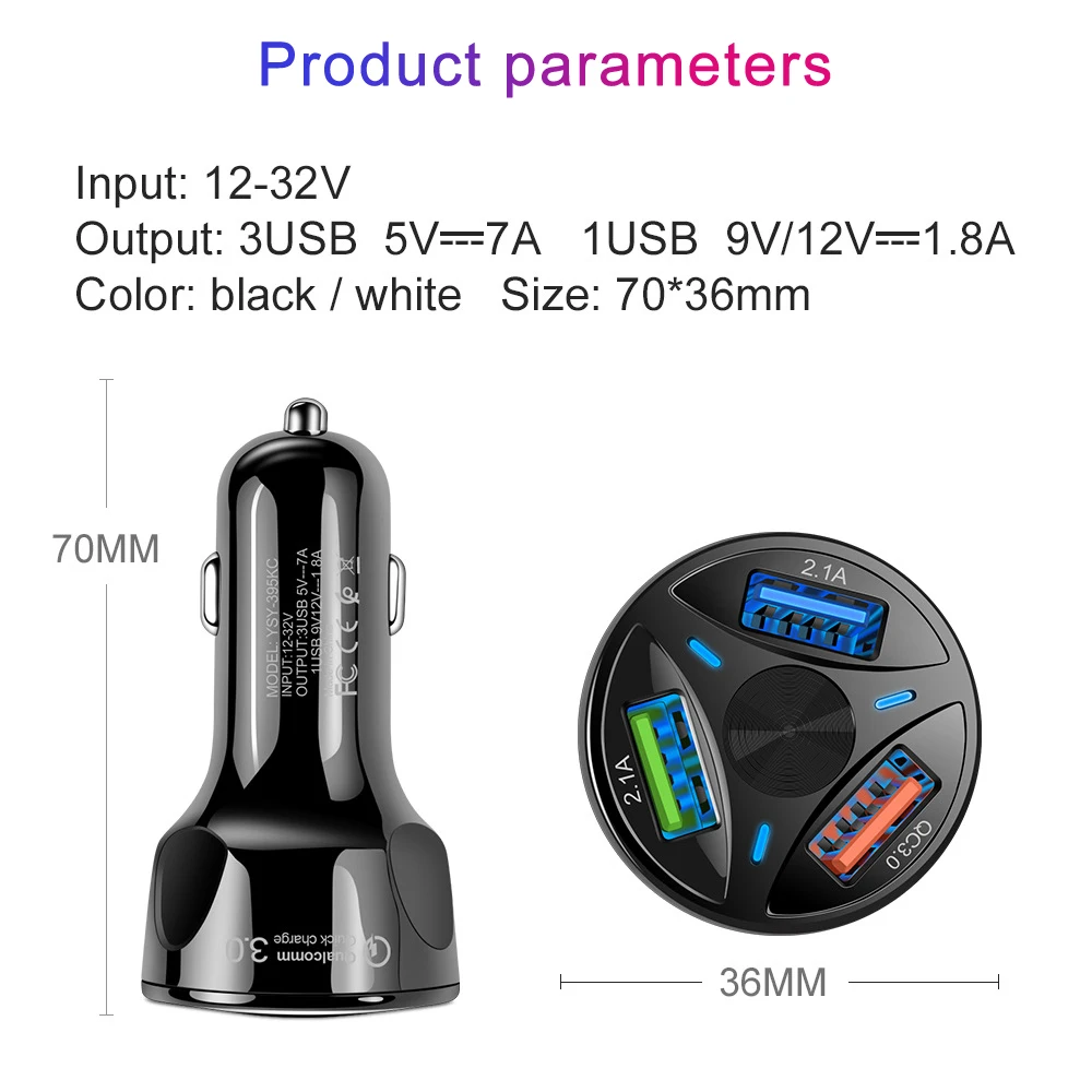 シボレークルーズ,aveo,lacetti,captiva,cruze,niva cに適した車のシガレットライター,自動クイック3 USBスプリッター,12v,qc 3.0