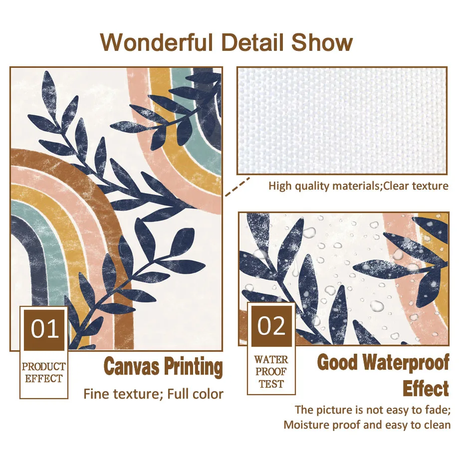 البوهيمي الشمس قوس قزح يترك خطوط مجردة الملصقات والمطبوعات الرسم على لوحات القماش الجدارية صورة غرفة نوم غرفة المعيشة معرض ديكور