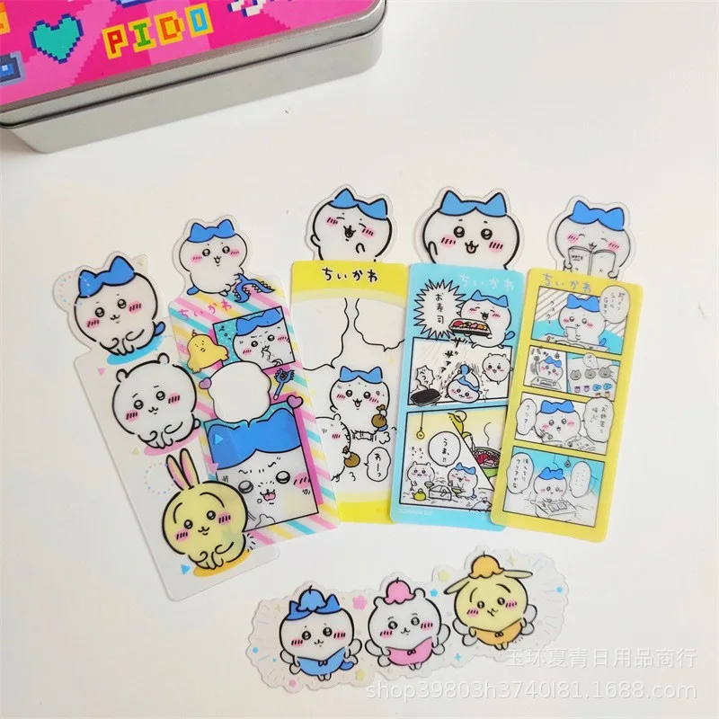 New Anime Cute Kawaii Chiikawas Bookmark Cartoon Plastics Reading Artifact 6Pcs Birthday Gifts Girlfriend Gifts Toys For Girls