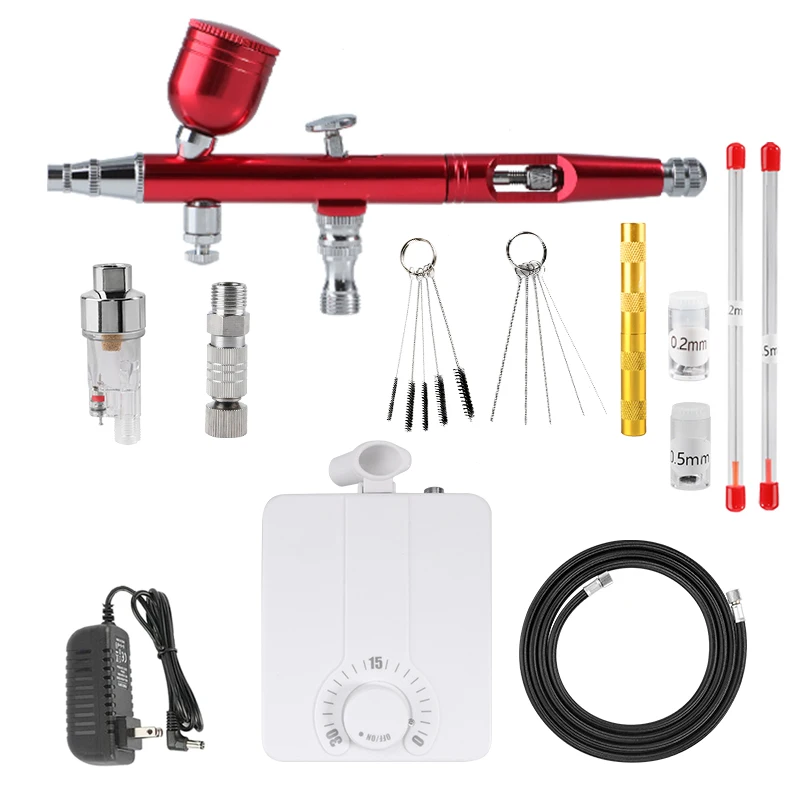 

Dual-Action Airbrush Compressor Kit 0.3mm Airbrush Spray Gun with Nozzle Filter Accessories for Nail Airbrush Gun Model Painting