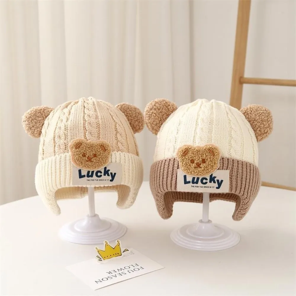 

Новый пуловер Lucky Bear, ветрозащитная теплая шапка для защиты ушей, холодостойкая шапка-бини с помпоном, детская шапка