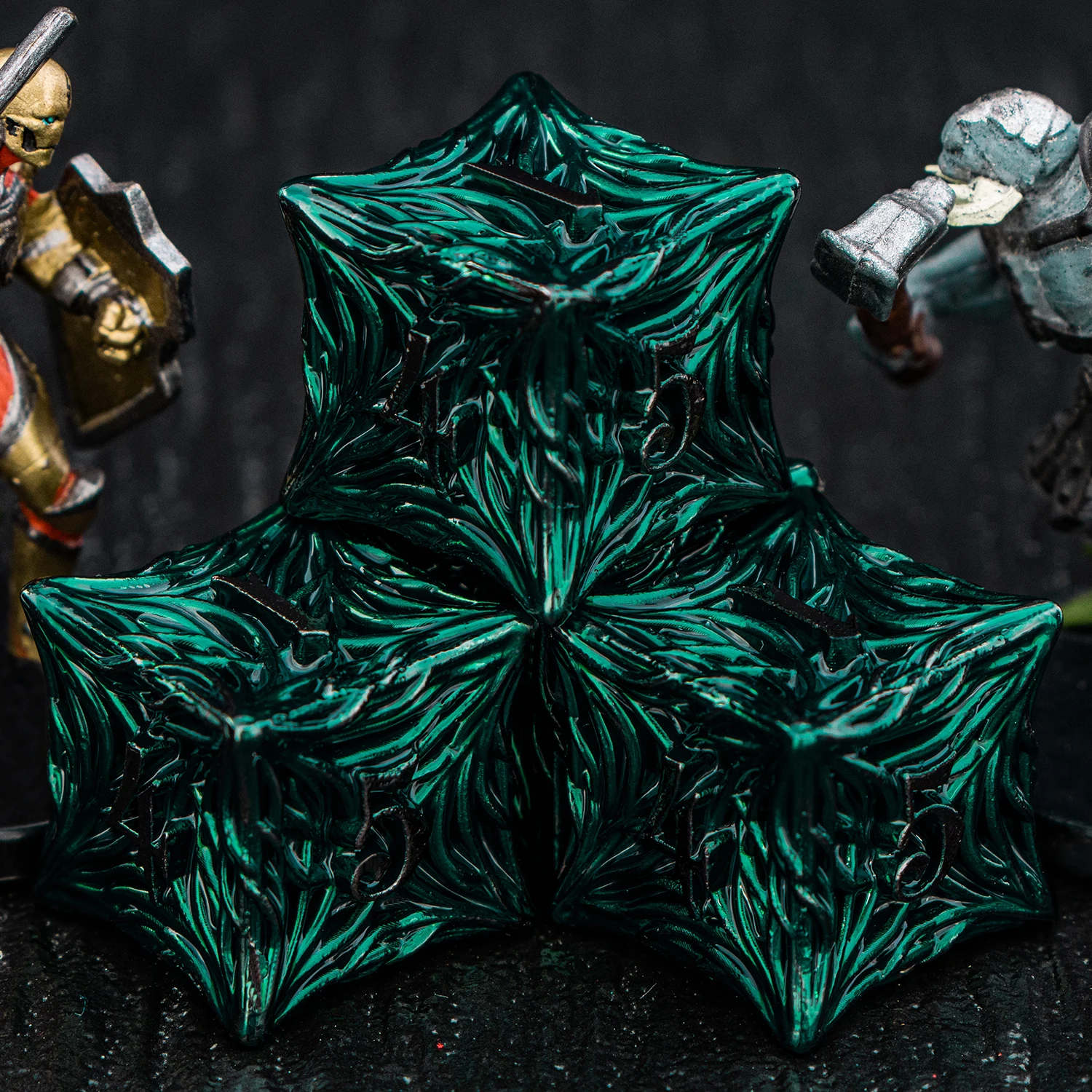 

D20 DND Metal Dice Set Green Tree Root D and D Dungeon and Dragon Pathfinder D+D Polyhedral Handmade Role Playing Games D&D Dice