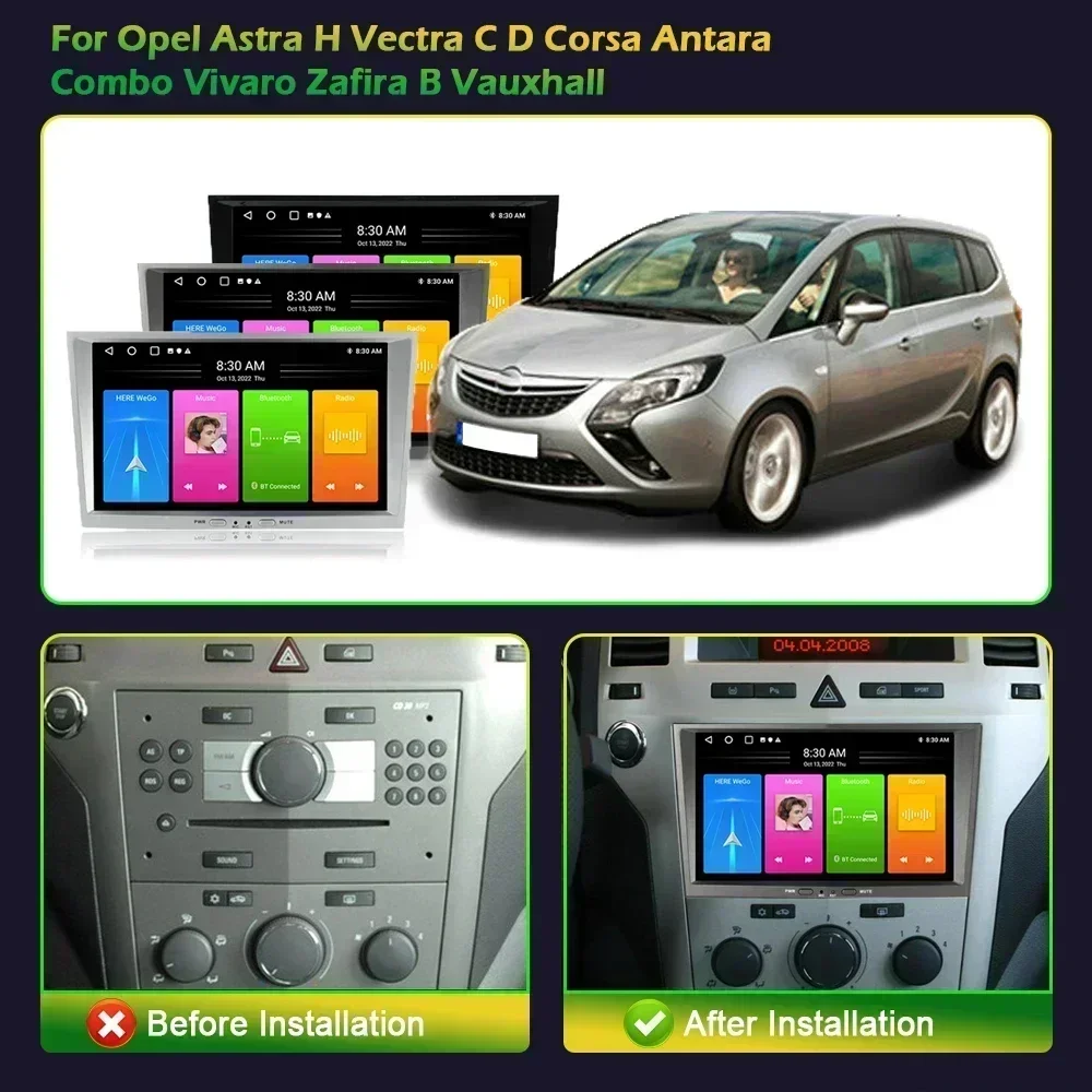 Android For Opel Astra H Vectra C D Corsa Antara Combo Vivaro Zafira B Vauxhal Carplay Multimedia Car Radio Screen GPS Console