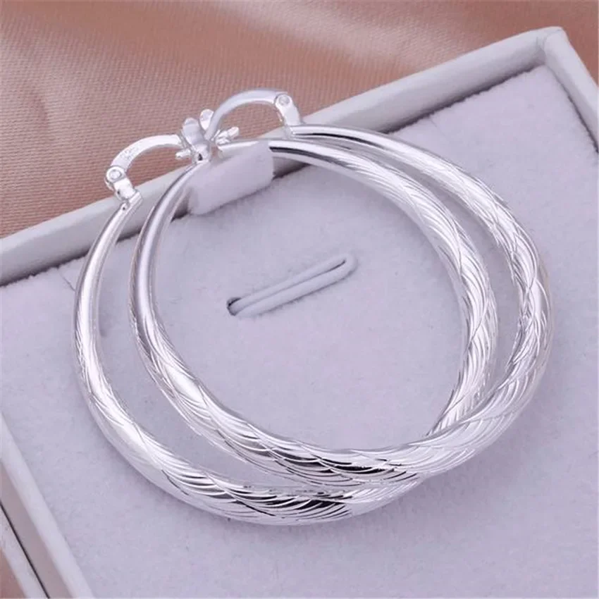 

Classic Circle Silver 925 Plated Earrings High Quality Fashion Jewelry For Women Lady Cute Wedding Party Earring E292