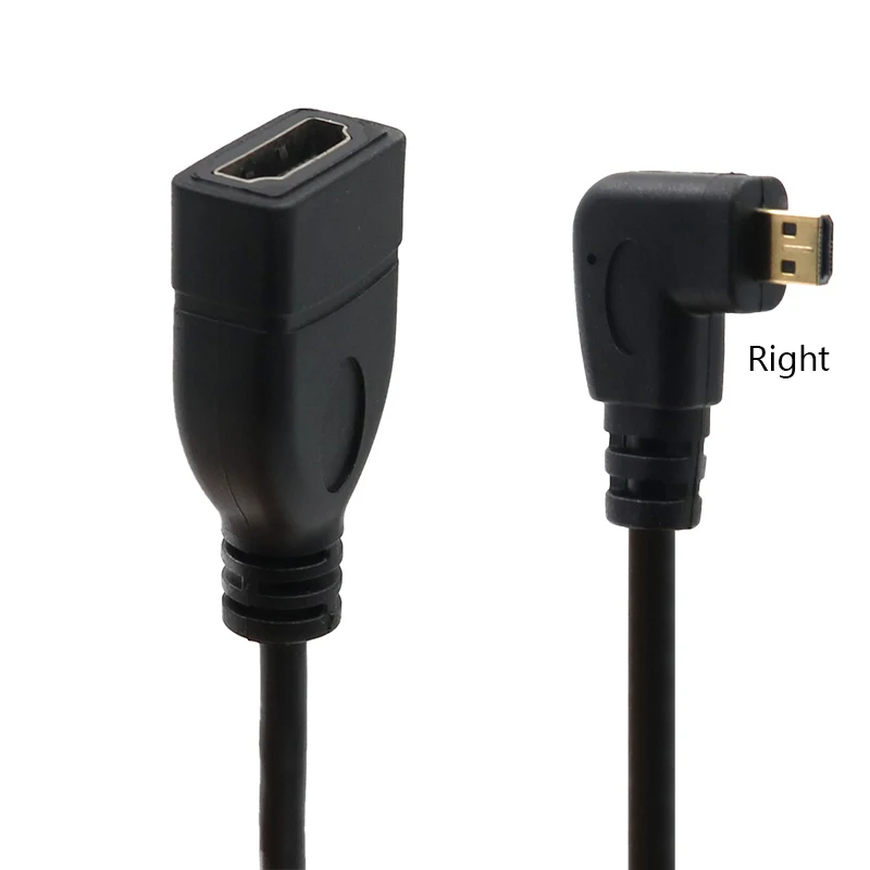 W górę w prawo w lewo kątowe złącze Micro HD męskie do HD Adapter żeński 15cm dla kabla HDTV typu D HDMI