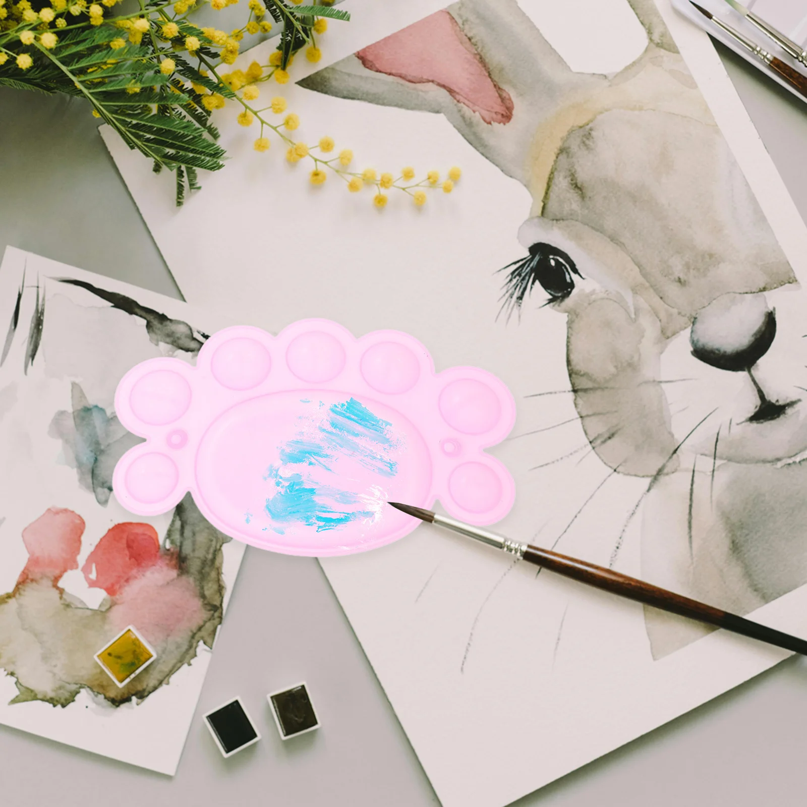 

10Pcs White Plastic Foot Shaped Paint Palette Tray for Watercolor DIY Crafts Art Projects Reusable Paint Palette