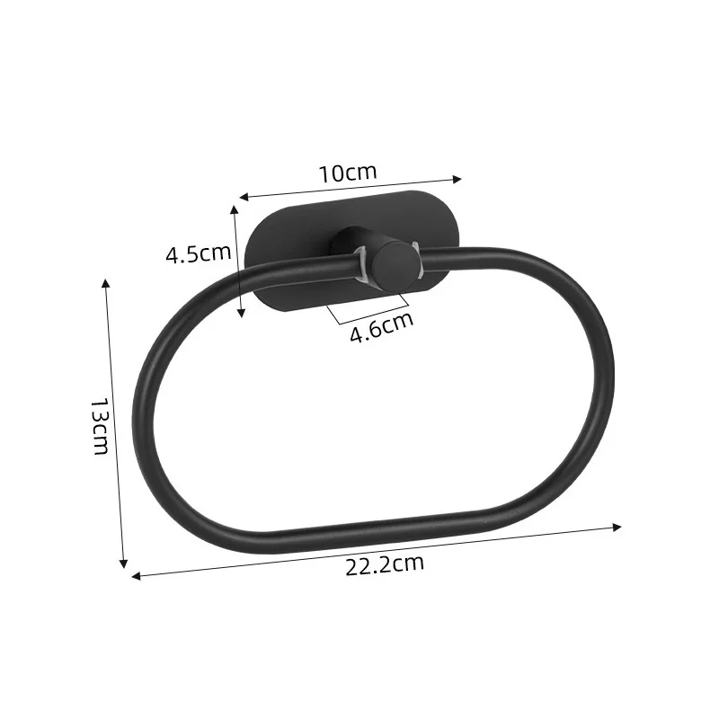 Stainless Steel Towel Holder Self-adhesive Bathroom Towels Rack Black Washhand Hanger Ring Rail Bar Kitchen Storage Accessories