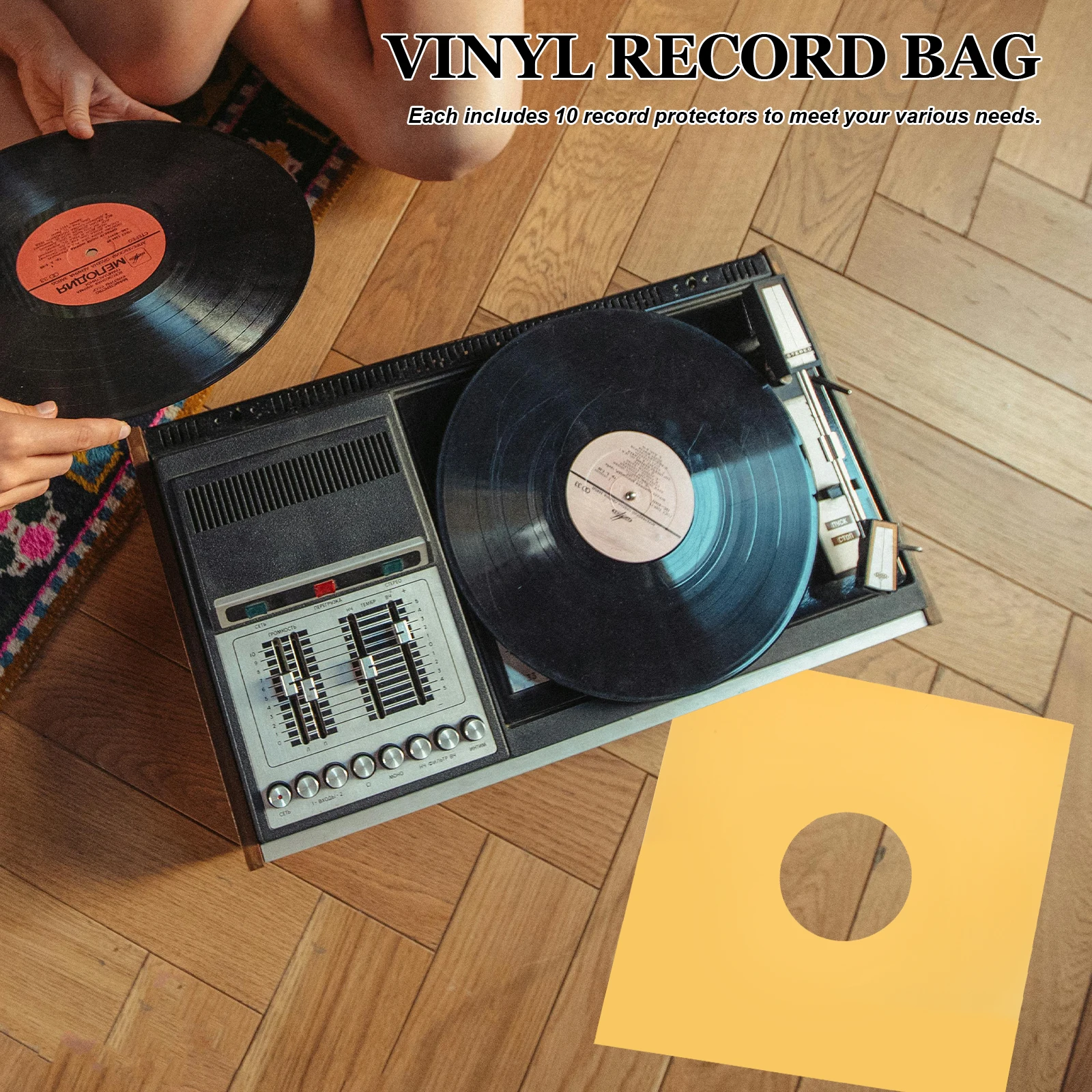 

10 PCS Record Sleeve Paper Vinyl Inner The Album Jacket Yellow Cover Sleeves for Jackets Records