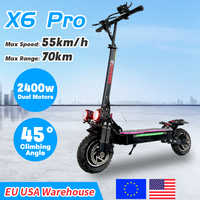 USA EU Dual Motor Electric Scooter, Foldable Scooter, Max Speed 55km, 10Inch Max Mileage, 70km, H, 2400W