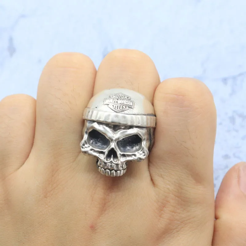 18-29g 3D Skull Harley For Biker Rings Customized 925 Solid Sterling Silver Ring Many Sizes sz 6-13