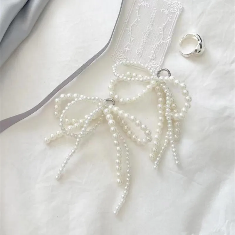 1 Pc Pearl Bow Shoe Buckle Ornaments Men Women Personality Shoelace Buckle Silver White Decorative Pendant Shoelace Accessories
