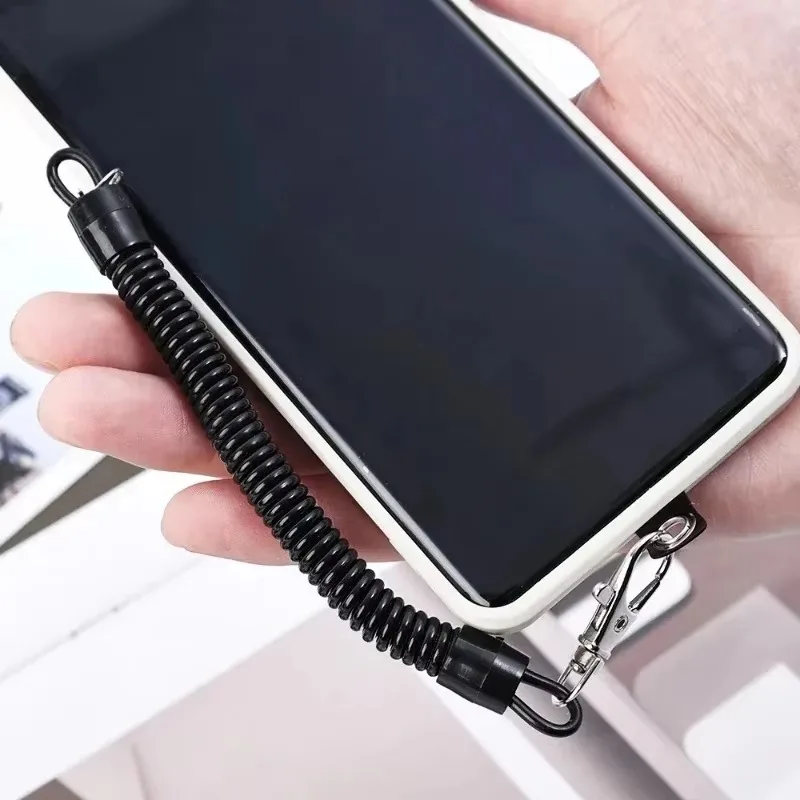 Telescopic Anti-theft Spring Lanyard Gasket Phone Safety Tether with Card Universal Phone Charm String Smartphone Straps
