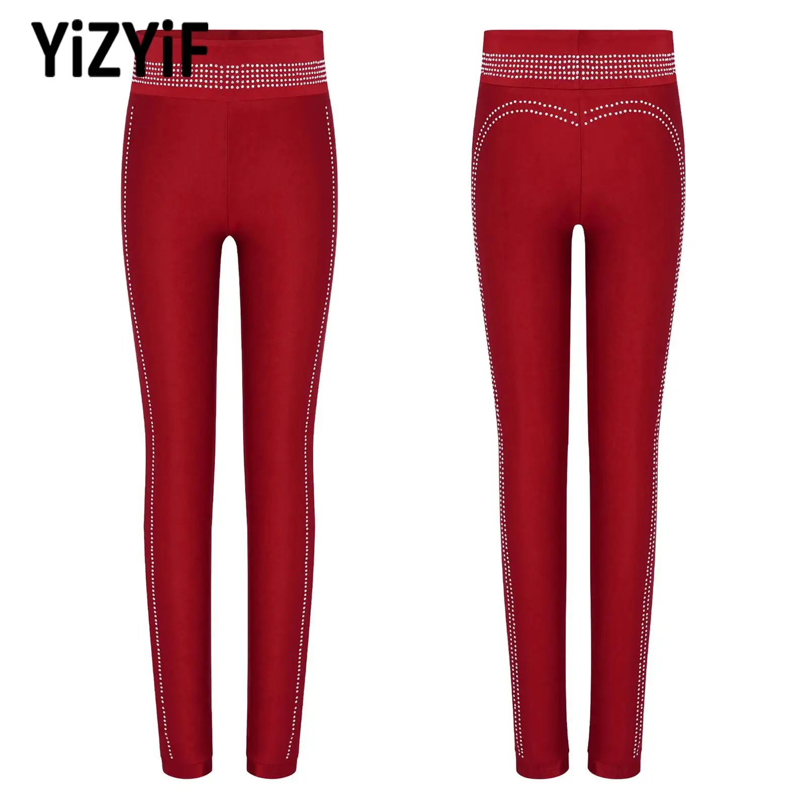 

Kids Girls Sparkly Rhinestone Leggings Elastic Waistband Stretchy Breathable for Dance Gymnastics Figure Skating Performance
