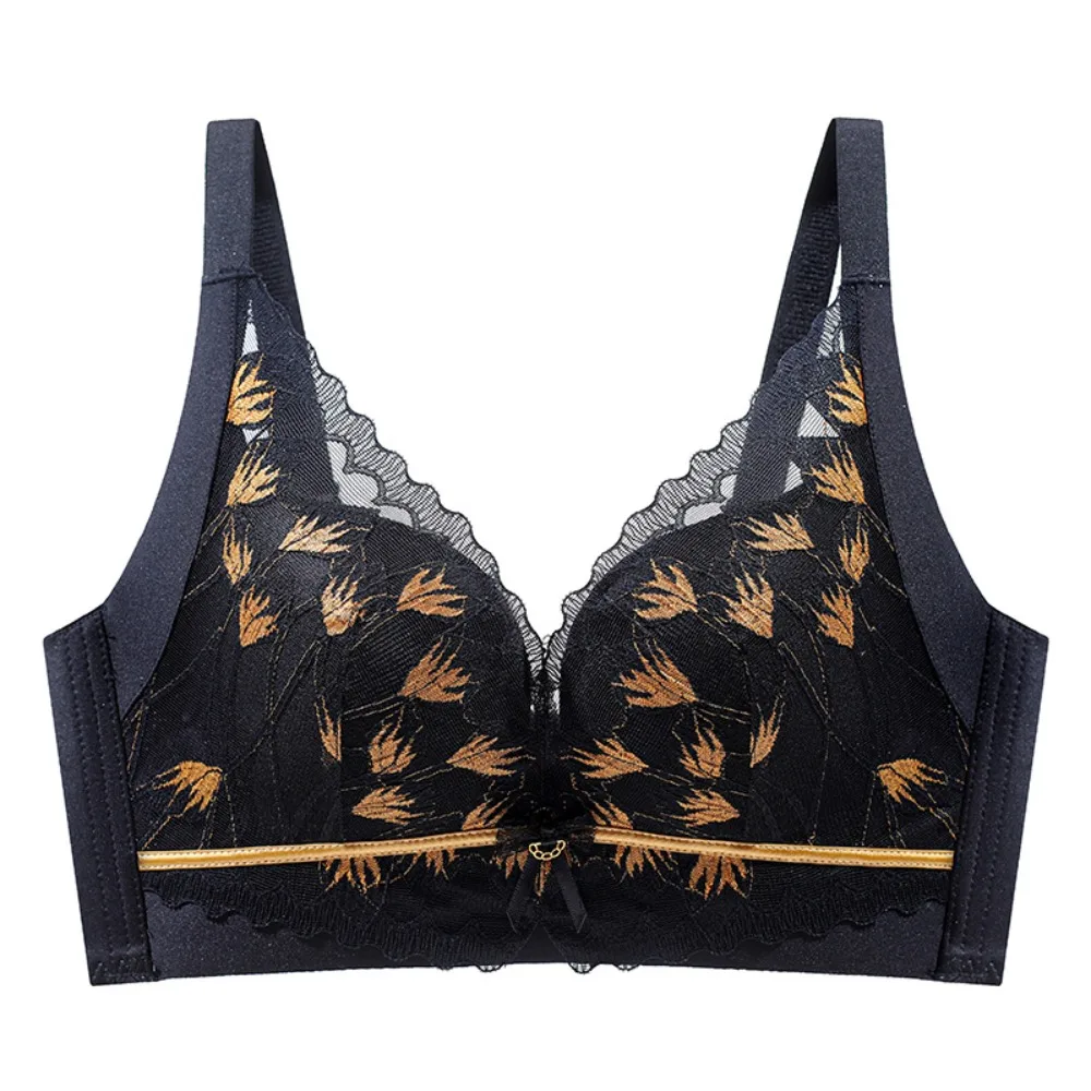 

Sweet Mesh Flower Lace Deep V Bra Shockproof Wireless Underwear for Women Lingerie Push Up Seamless Bra Gifts