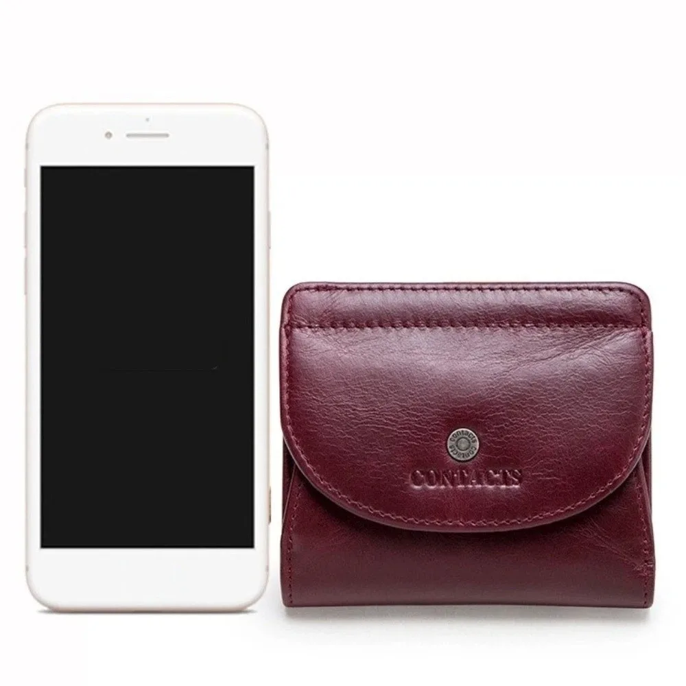 Retro Genuine Leather Purse Ultra Thin Large Capacity RFID Bank Credit Card Holder Portable Clutch Folding Coin Purse Pocket