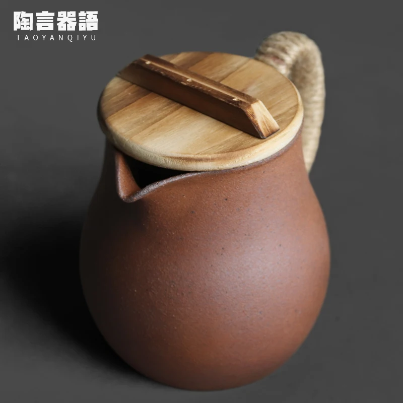 Rock Clay Handheld Positive Handle Boiling Tea Kettle Charcoal Open Flame Electric Stove Burner Wooden Lid Burner Single Pot