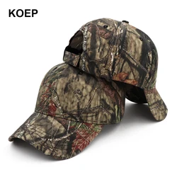 KOEP New Outdoor Fishing Caps Jungle Tree Camouflage Baseball Cap Hunting Hat Cotton Dad Snapback Biomimetic Camo Hats KBMO5