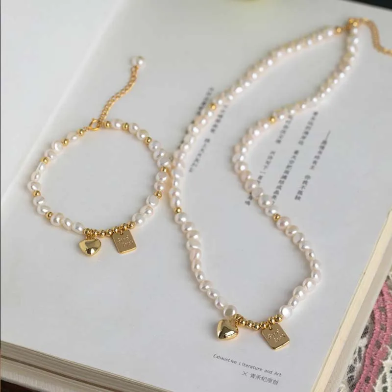 

Baroque Irregular Freshwater Pearl Necklace HeartLUYTag Collarbone Chain Elegant Internet Celebrity Minimalist Style Choker