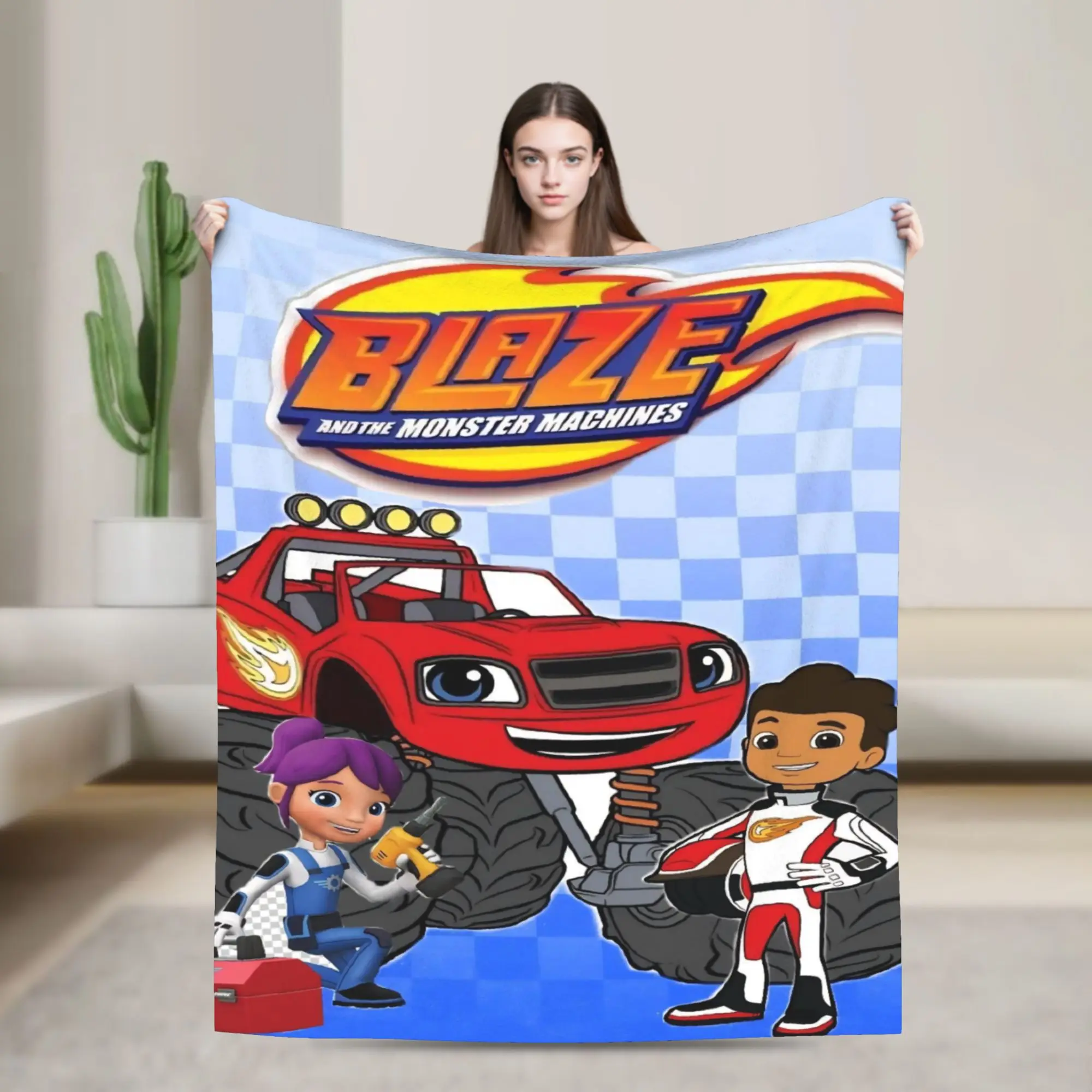 Blaze and the Monster Machines Printed Blanket For Men Women Super Soft Warm  Throw Blankets for Bed 50x60 Inches Multi-size