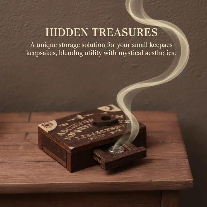 Decorative Mini Wooden Ouija Board Retro Micro Landscape Scene Tabletop Organizer Drawer for Creative Living Room Display