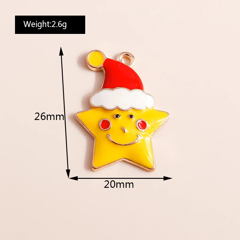 Leslie 10 Stück 26 x 20 mm Cartoon-Weihnachtsstern-Anhänger für die Schmuckherstellung, DIY, niedliche Weihnachts-Ohrringe, Armbänder, Halsketten-Anhänger – Detail 1