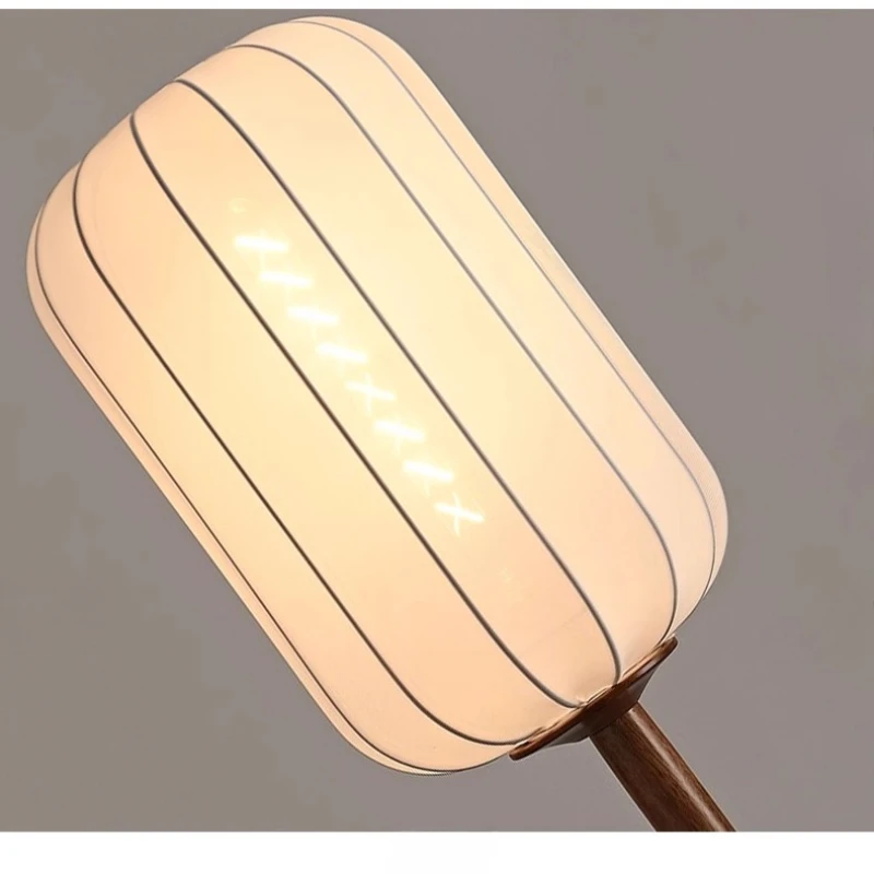 

Nordic Retro Woodiness Floor Lamps LED Cloth Art Lampshade Living Room Bedroom Teahouse Office Study Indoor Decor Standing Light