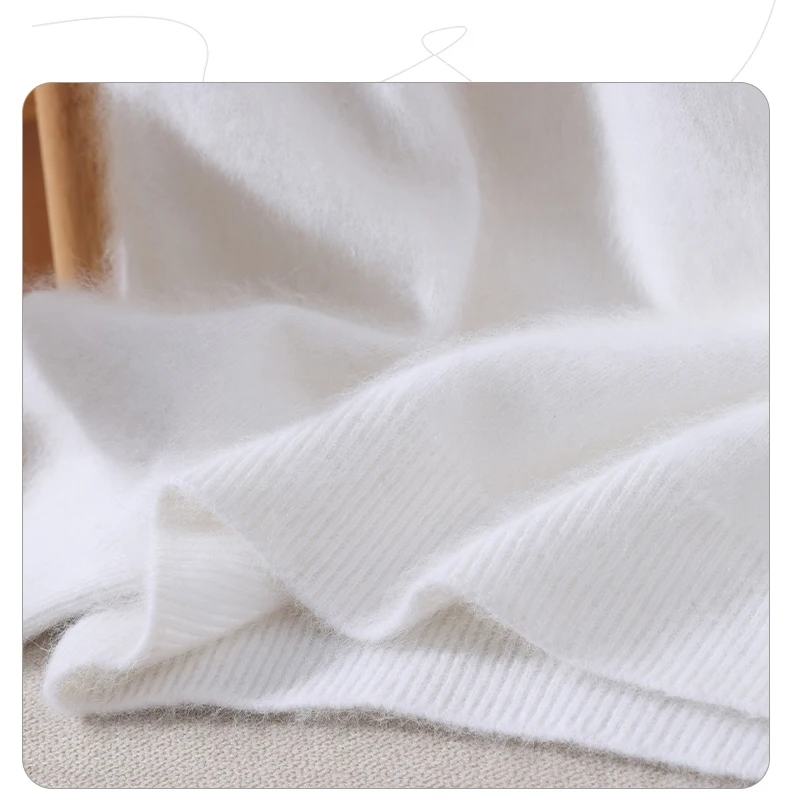 100% Pure Mink Fur Sweater Women's Pullover High Neck Knitted Sweater Autumn Winter New Item Pile Collar Thick Soft Base Sweater