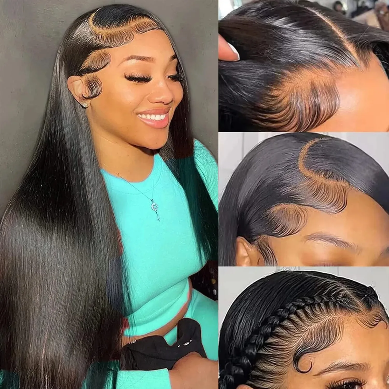 

Bone Straight Lace Front Wig Natural Black HD Lace Wigs Предварительно выщипанные 30-дюймовый 13x4 Синтетический парик фронтальной части шнурка для женщин Бесклеевой