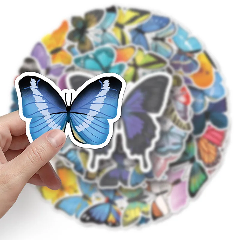 50Sheets Creative DIY Colorful Butterfly Stickers Cartoon Suitcase Helmet Refrigerator Notebook Stickers Children's Gift Toy