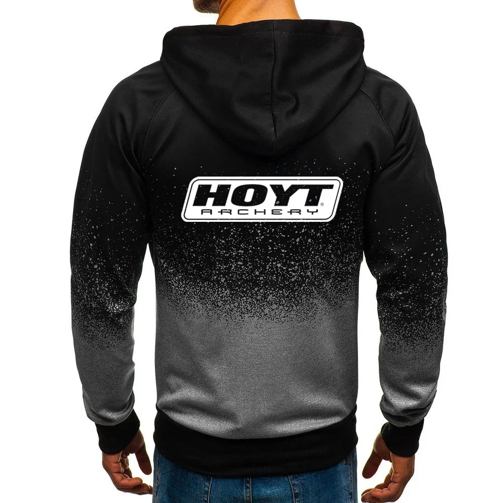 2023 Men New Hoyt Archery Fashion Hoodies Casual Harajuku Gradient Color Cardigan Coat Sweatshirts Zipper Jacket Man Sportswear