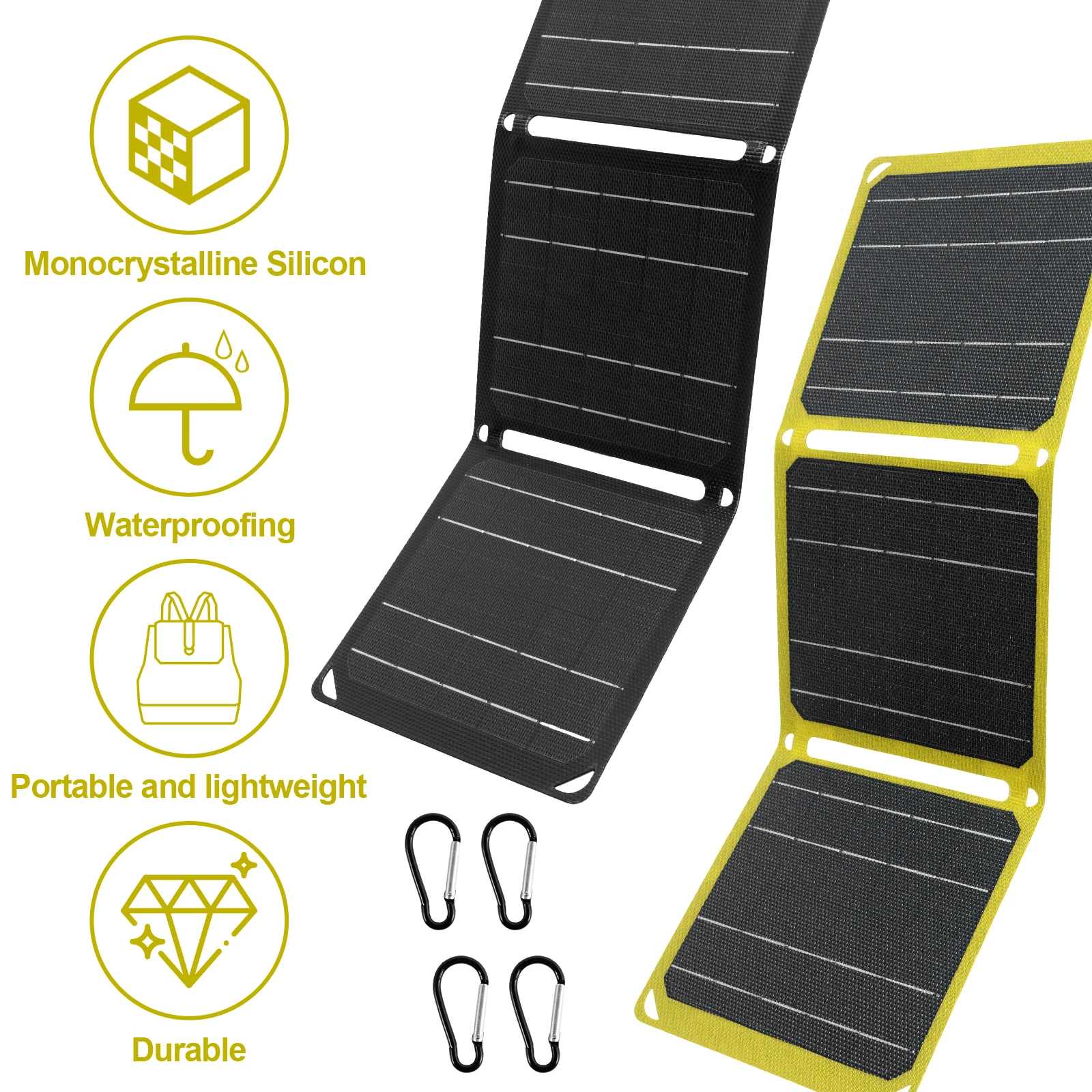 21W Foldable Solar Panel 2A IP68 Waterproof USB Portable Battery Charger Efficiency ETFE Solar Panel for Camping Accessories