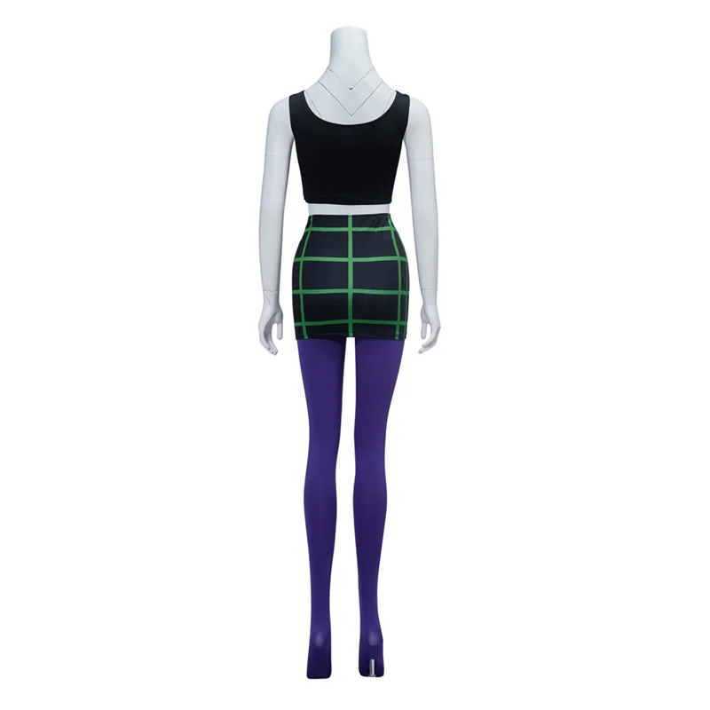 Danny Phantom Sam Manson Cosplay Costume Women Sleeveless Top and Plaid Mini Skirt With Pantyhose Halloween Outfit