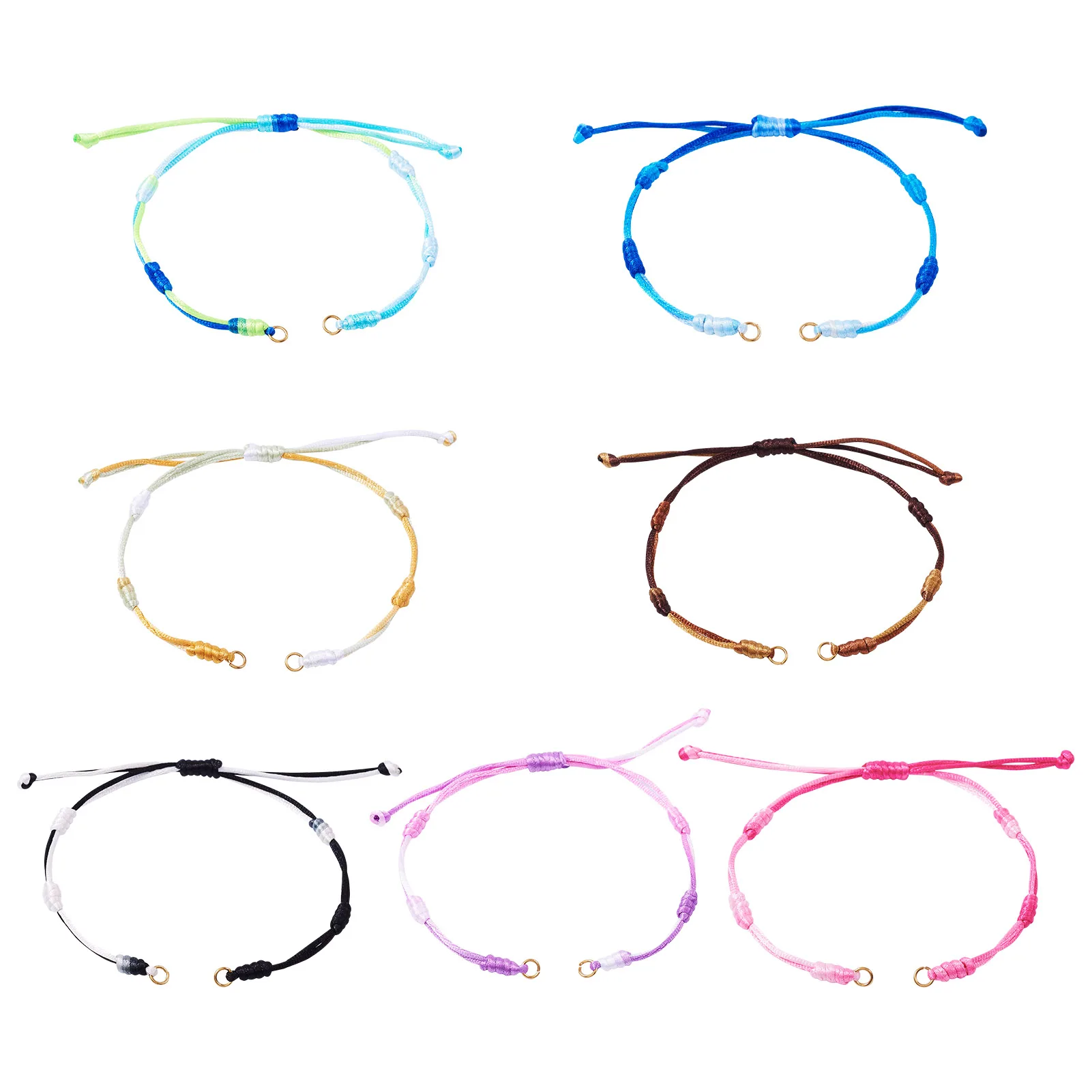 14Pcs Adjustable Rope String Segment Dyed Nylon Braided Cord Bracelet Makings for Connector Charms Bracelet Making Accessories