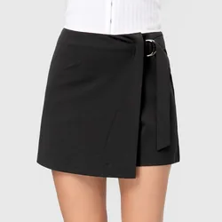 FASHIONSPARK-Jupe courte fendue à la taille pour femme, short rond élastique, mini culotte décontractée, fermeture éclair, été, plage