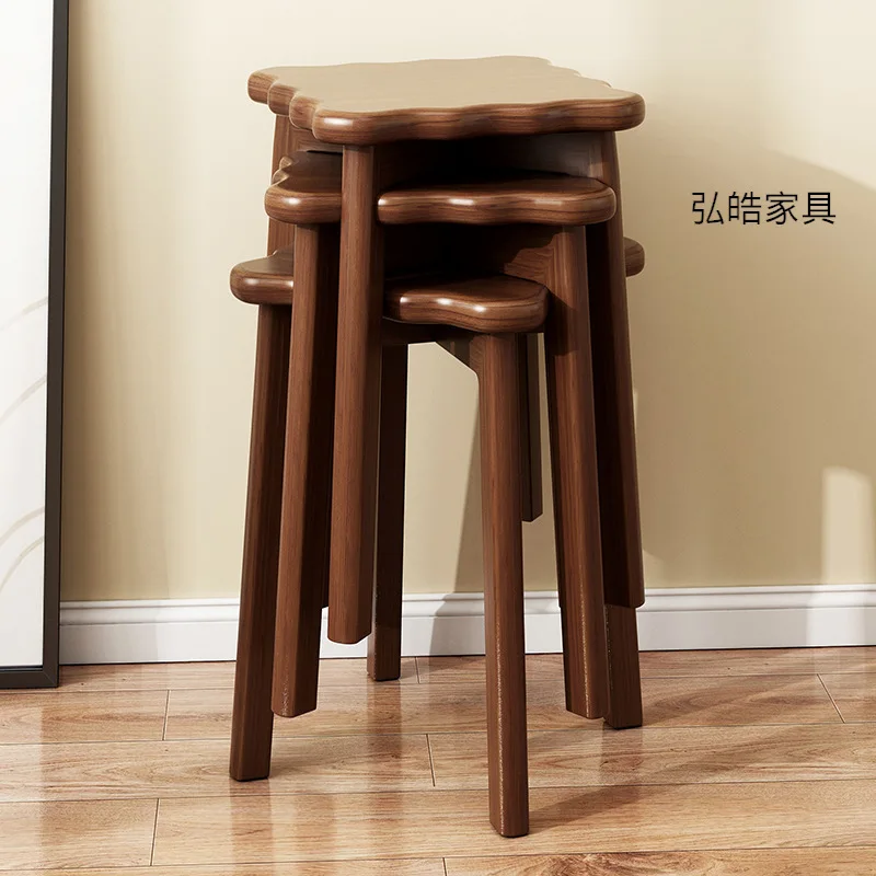 All Solid Wood Biscuit Stools, Home Restaurant Benches, Living Room Stools, Stackable High Stools, Dining Table Stools