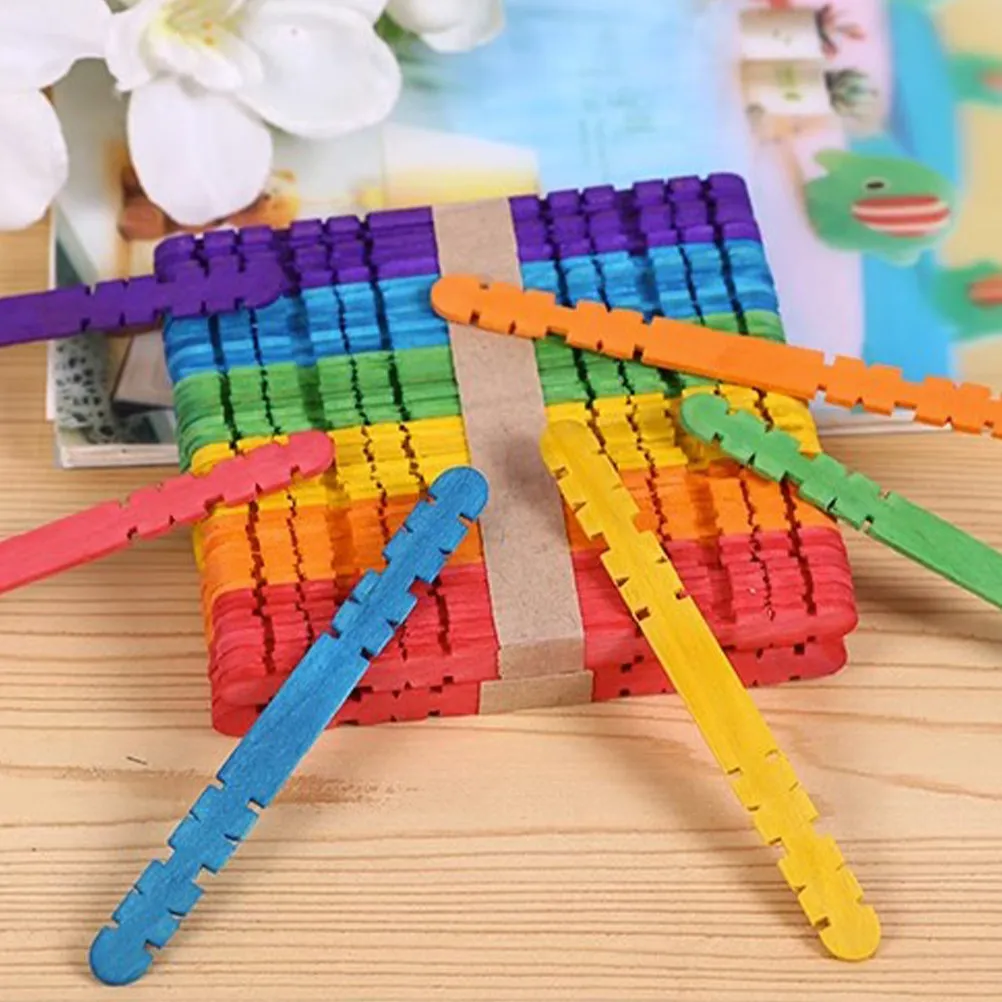 

80Pcs Small Wooden Ice Pop Sticks Smooth Lightweight Multi-Use for Ice Cream Making DIY Crafts Colored Ice Pop Sticks