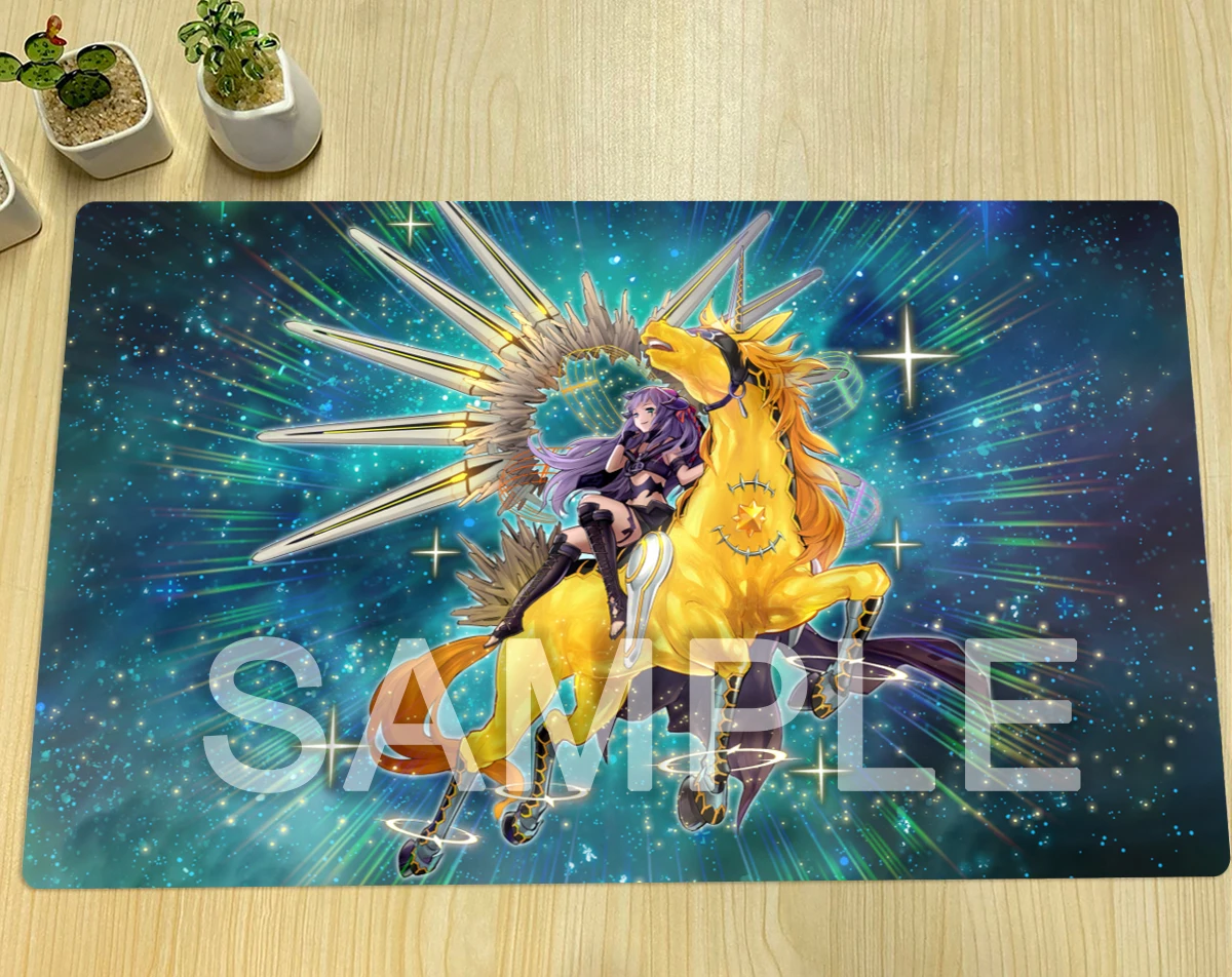 

YuGiOh Playmat Knightmare Unicorn TCG CCG Mat Board Game Duel Pad Trading Card Game Mat Rubber Gaming Playmat Mousepad Free Bag