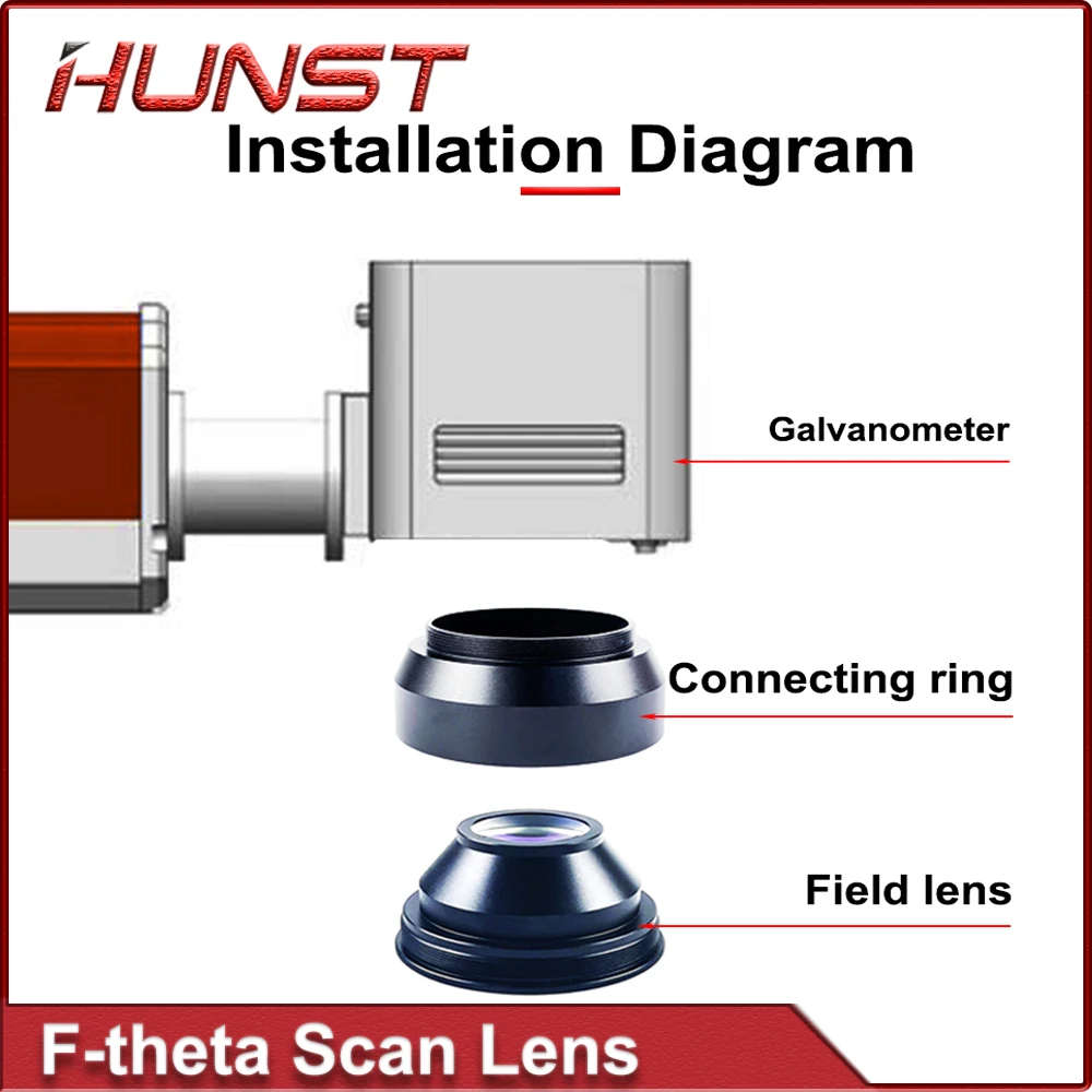 Hunst F-Theta 355nm Lente di scansione laser UV 70*70mm 110*110mm 175*175mm 200x200 300*300mm Specchio di campo per macchina per incisione laser UV