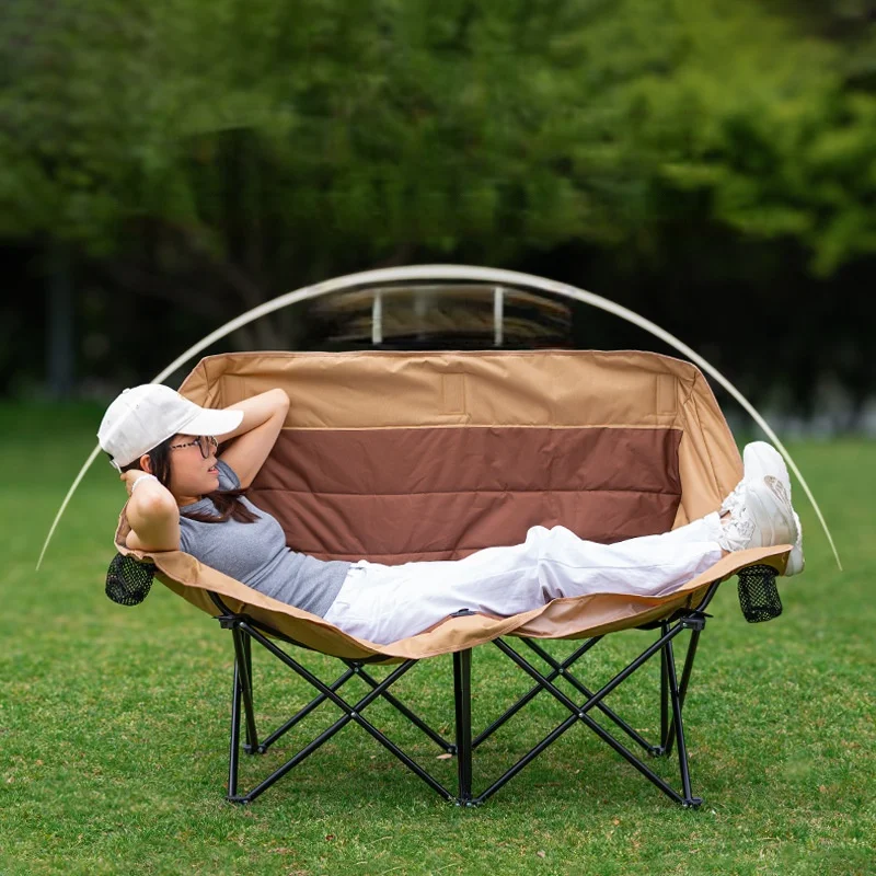 Outdoor Furniture Plus - كرسي تخييم خارجي مزدوج قابل للطي