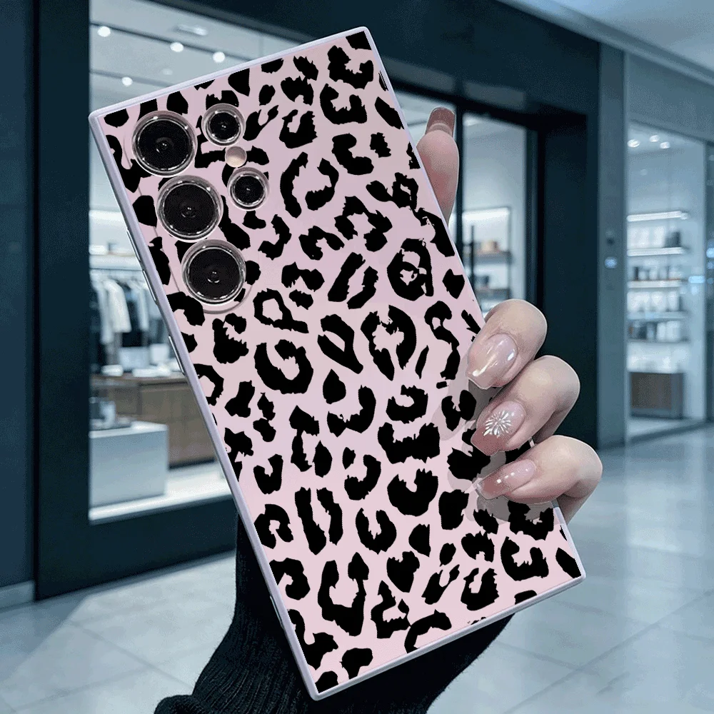 Schwarz-weißes Leopardenmuster Handyhülle für Samsung S26 S25 S24 S23 S22 Ultra FE A17 A27 A57 Stoßfeste Rückabdeckung