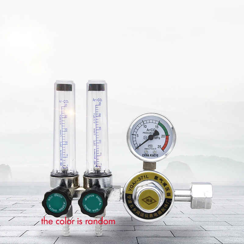 Flow Meter Gas Regulator Gauge Dual Output Argon Regulator Flow Meter Mig Tig, 0-0.35 (Mpa)Adjustable, M5/8\