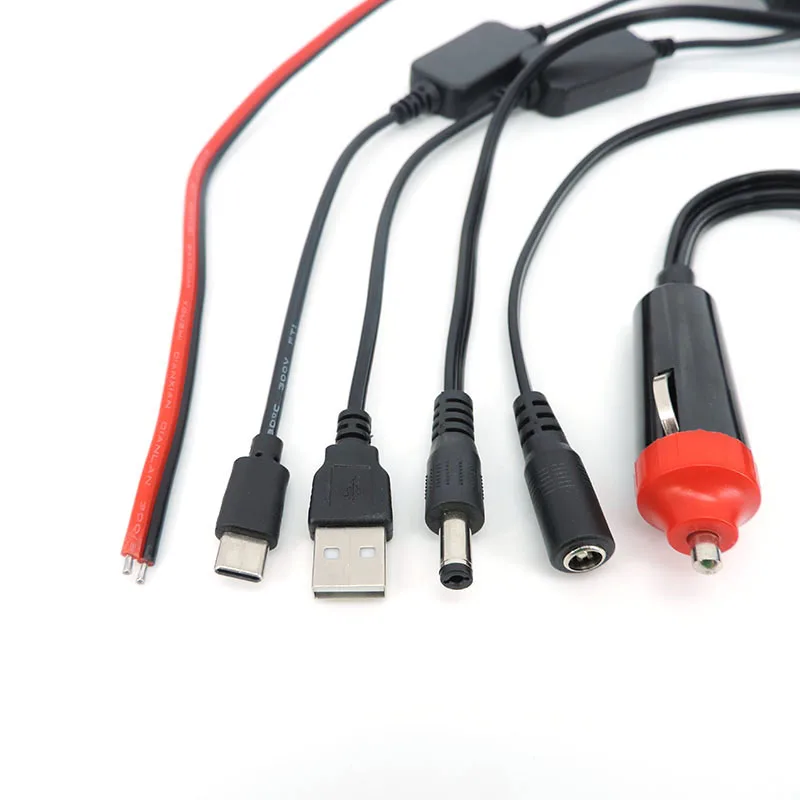 12v DC รถคู่ไฟแช็กชายหญิง DC 5.5x2.1 USB ประเภท c ชายหญิง 5v ไฟแช็กซ็อกเก็ตอะแดปเตอร์ชาร์จ l