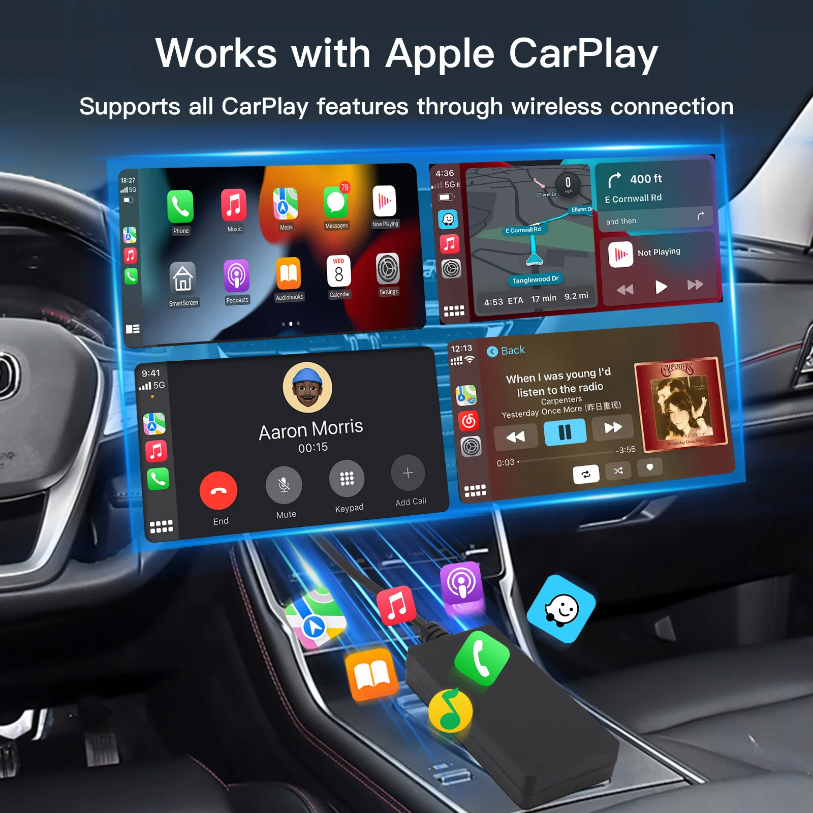 AUTOABC-Plug and Play Carbitlink Smartlink Phonelink อะแดปเตอร์ไร้สาย CarPlay Android AUTO dongle กล่อง Jetour X70X70S X90 X95