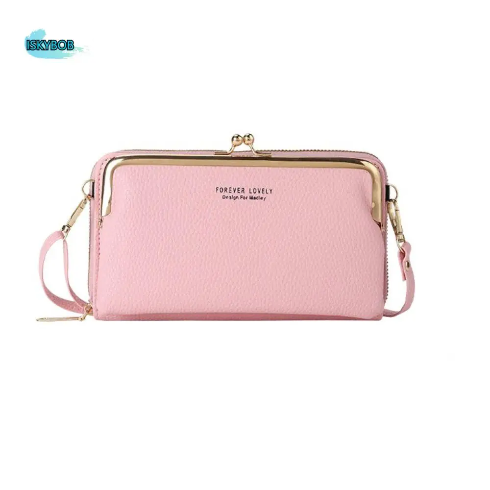 

Fashion Zipper Phone Crossbody Bag PU Solid Color Leather Wallet Single Shoulder Handbag Women Card Holder Lady