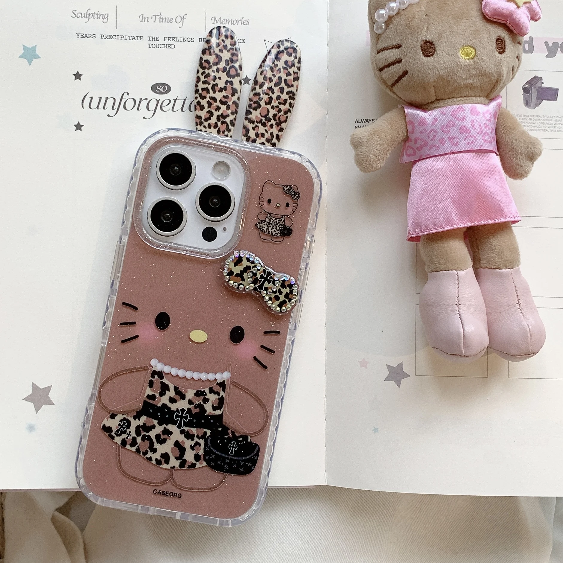 Super Słodkie Etui na Telefon z Uszami Królika dla iPhone 14 15 16 17 Pro Max - Prezent Urodzinowy Sanrio Hello Kitty Melody Design Najnowszy Produkt