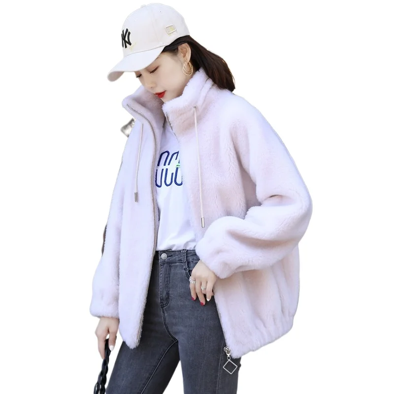 

AYUNSUE Sheep Shearing Fur Coat Women Winter Warm Coats Women Clothes Fashion Tops Female Korean Fur Coats and Jackets Zm1113